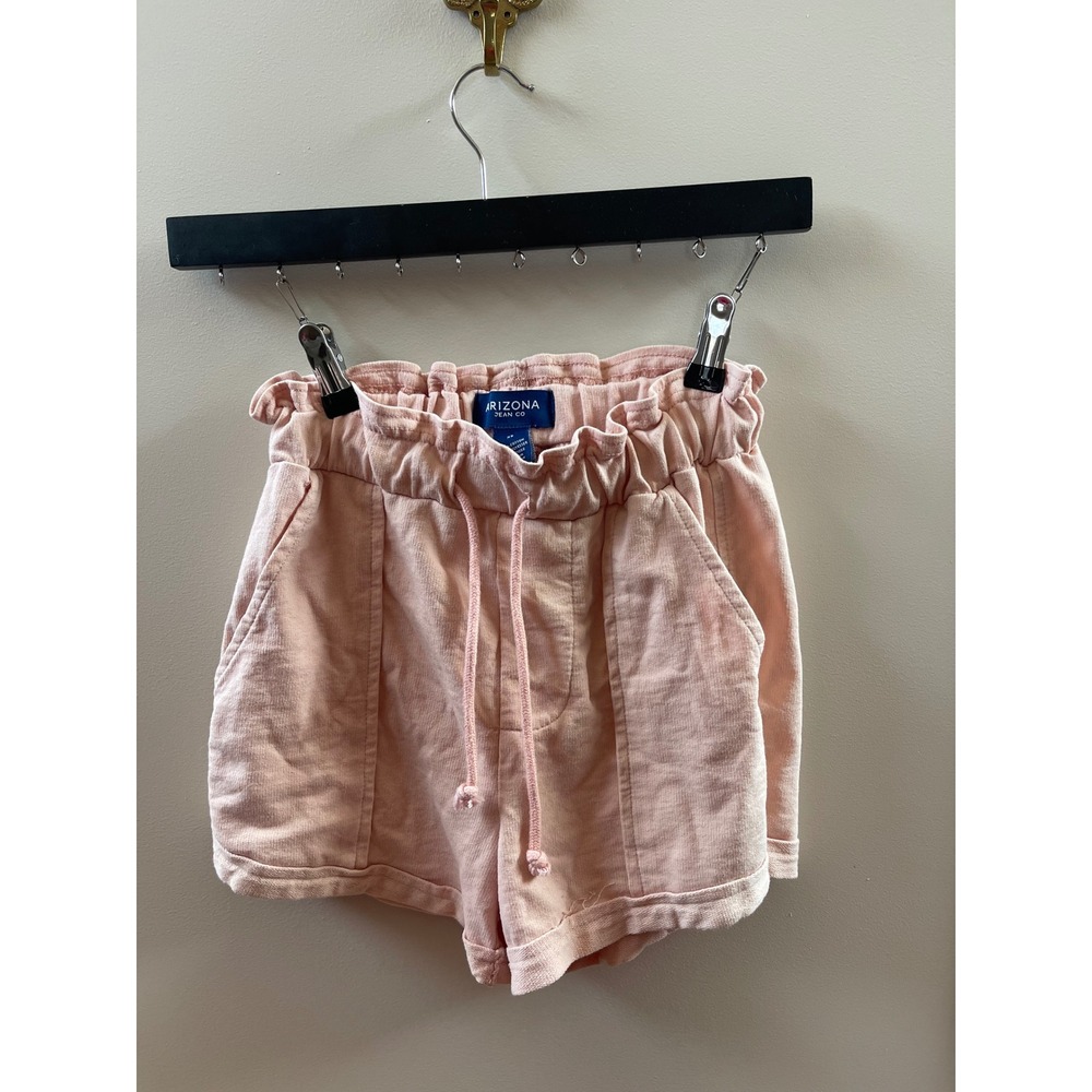 Arizona Jean Co Girls Pink Paperbag Waist Shorts XS Elastic Drawstring Knit